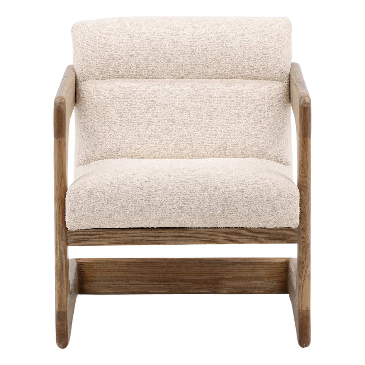 Modern Boucle Fabric and Ash Wood Home Accent