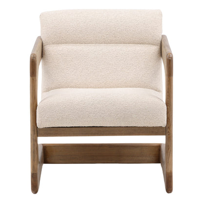 Modern Boucle Fabric and Ash Wood Home Accent