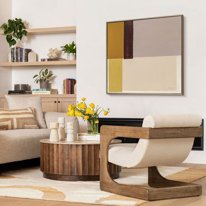 Modern Boucle Fabric and Ash Wood Home Accent