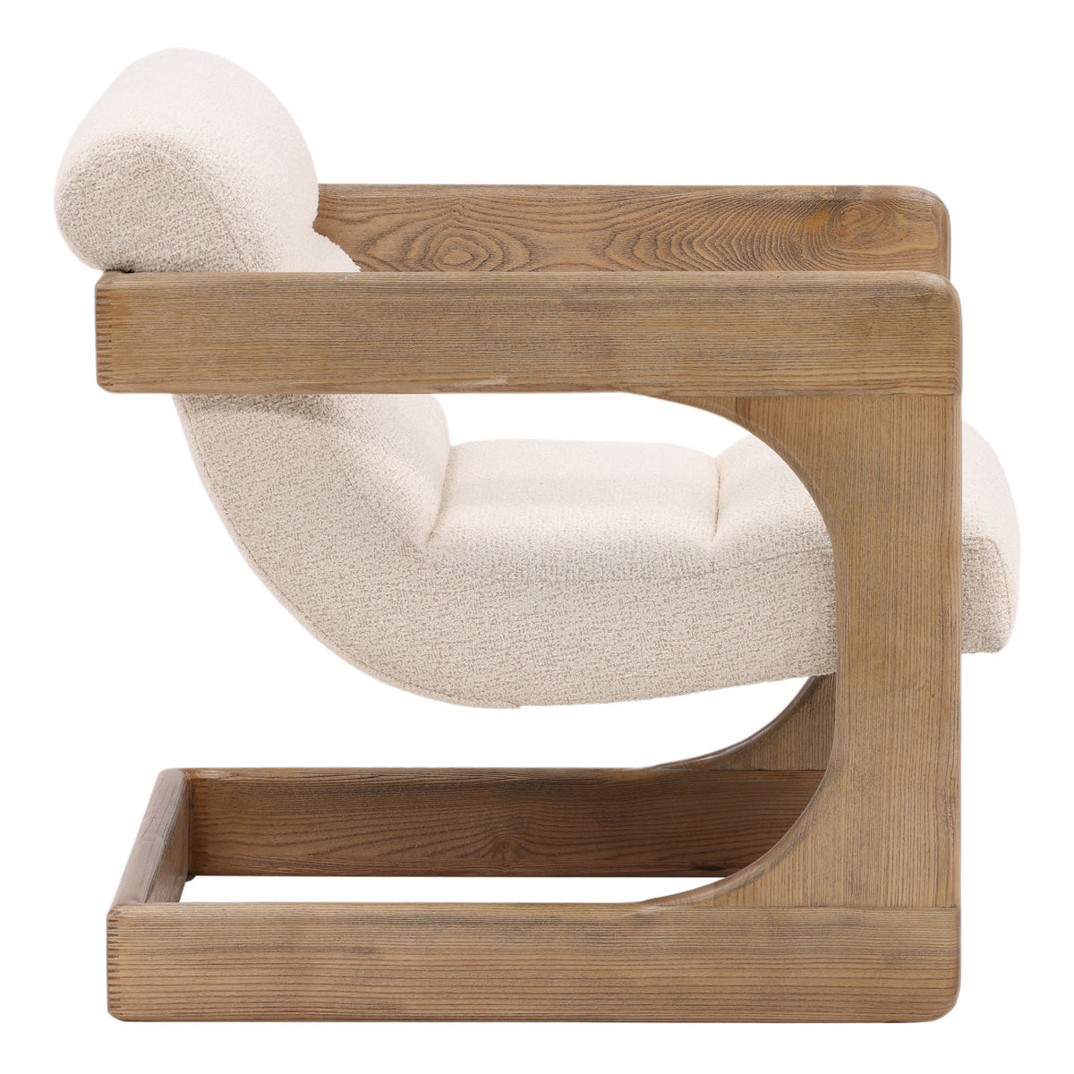 Modern Boucle Fabric and Ash Wood Home Accent