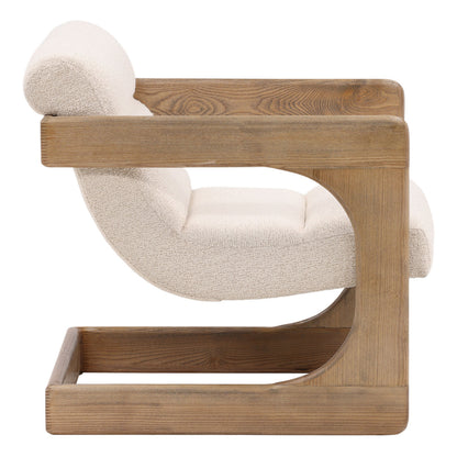 Modern Boucle Fabric and Ash Wood Home Accent