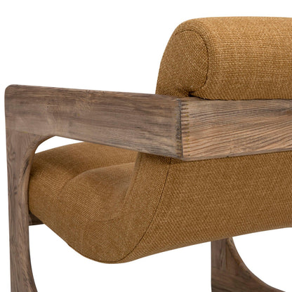 Mustard and Natural Polyester Blend Upholstery and Ash Wood Chair 24.5 in Wide