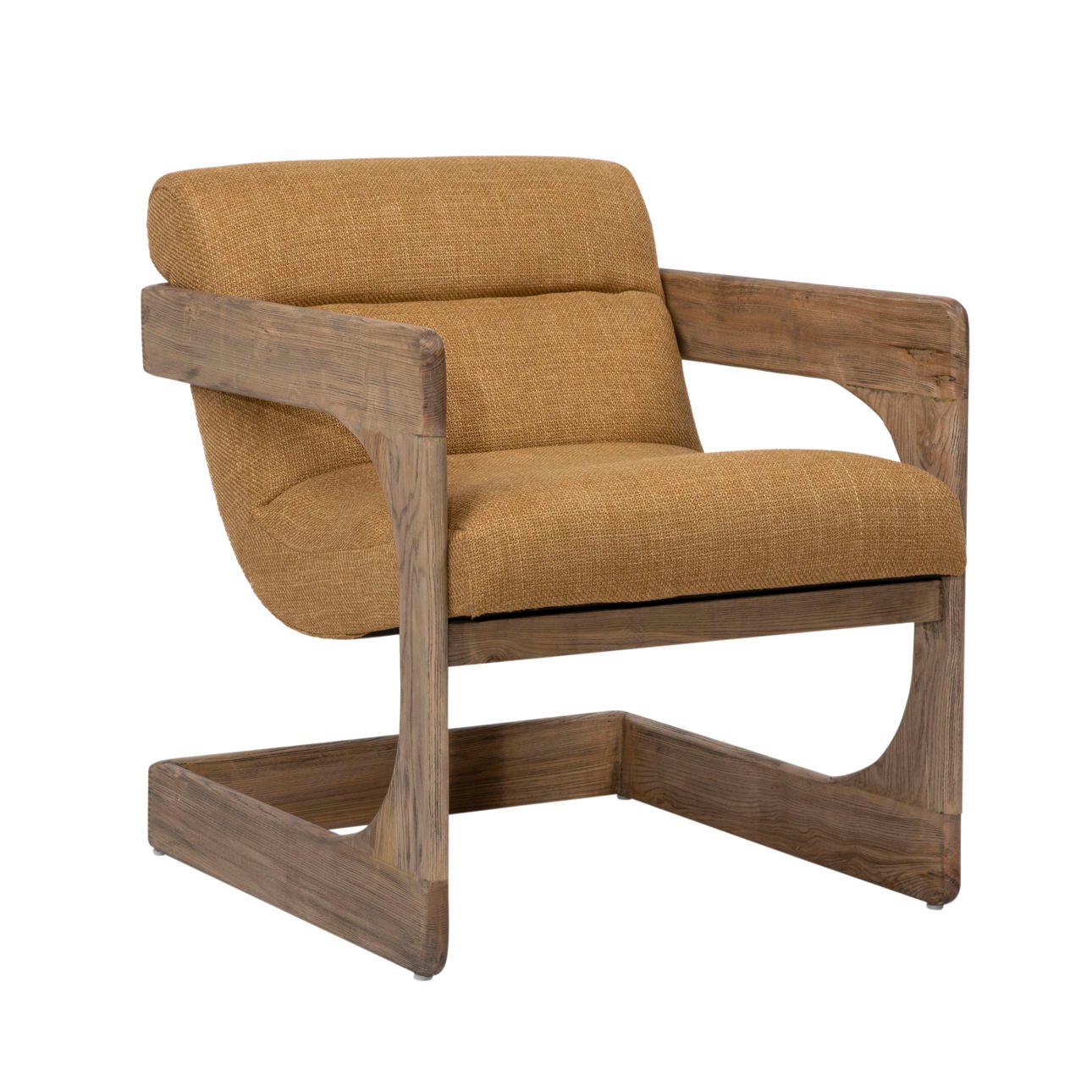Mustard and Natural Polyester Blend Upholstery and Ash Wood Chair 24.5 in Wide