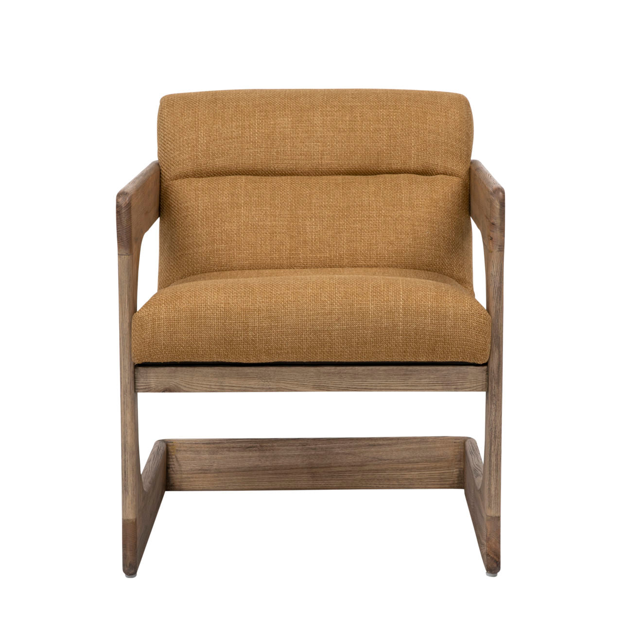 Mustard and Natural Polyester Blend Upholstery and Ash Wood Chair 24.5 in Wide