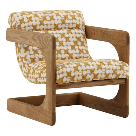 Modern Textured Woven Fabric and Ash Wood Home Accent