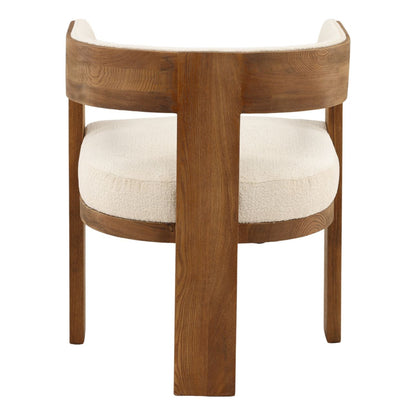 Cream and Natural Chenille Fabric and Ash Wood Chair 23 in Wide