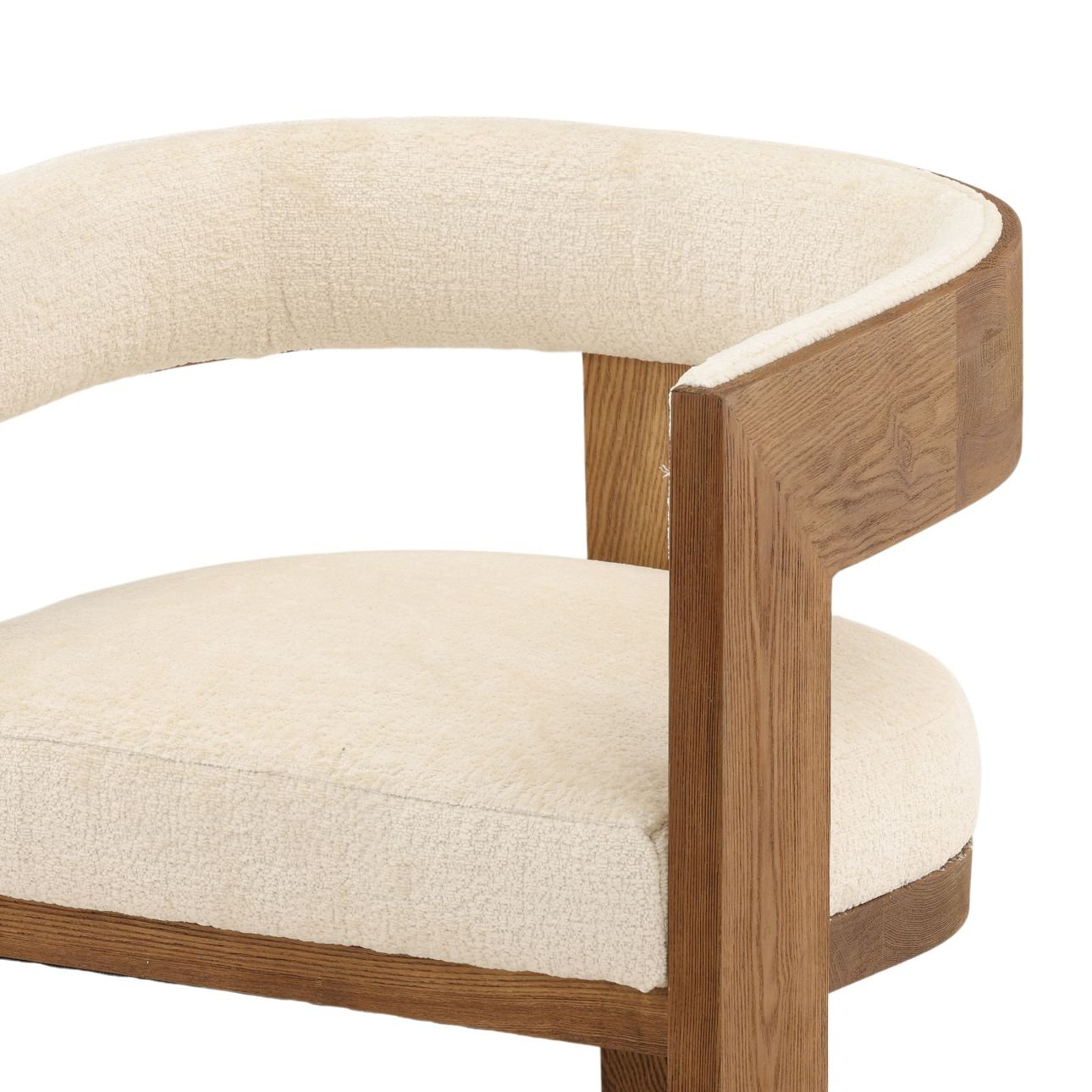 Cream and Natural Chenille Fabric and Ash Wood Chair 23 in Wide