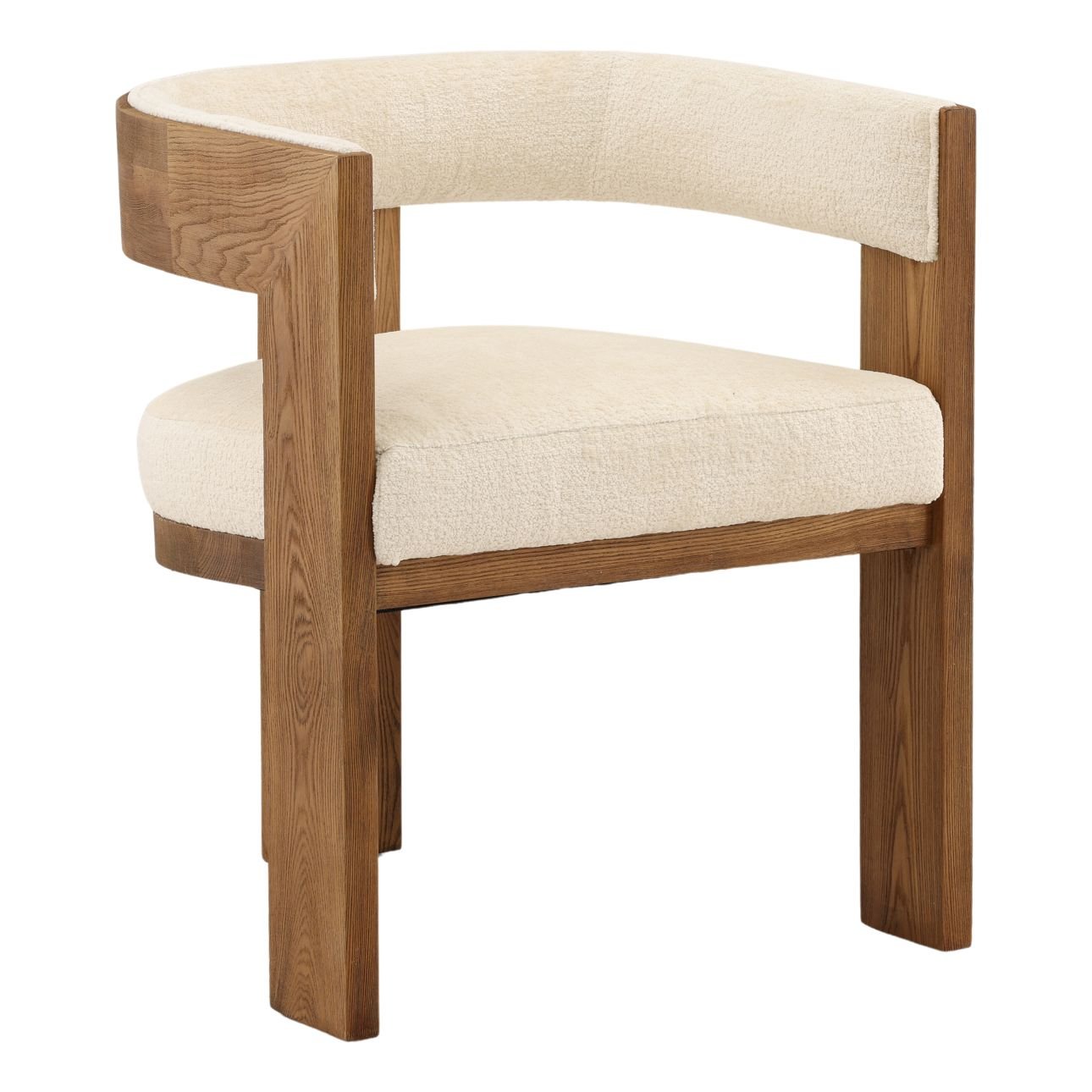 Cream and Natural Chenille Fabric and Ash Wood Chair 23 in Wide
