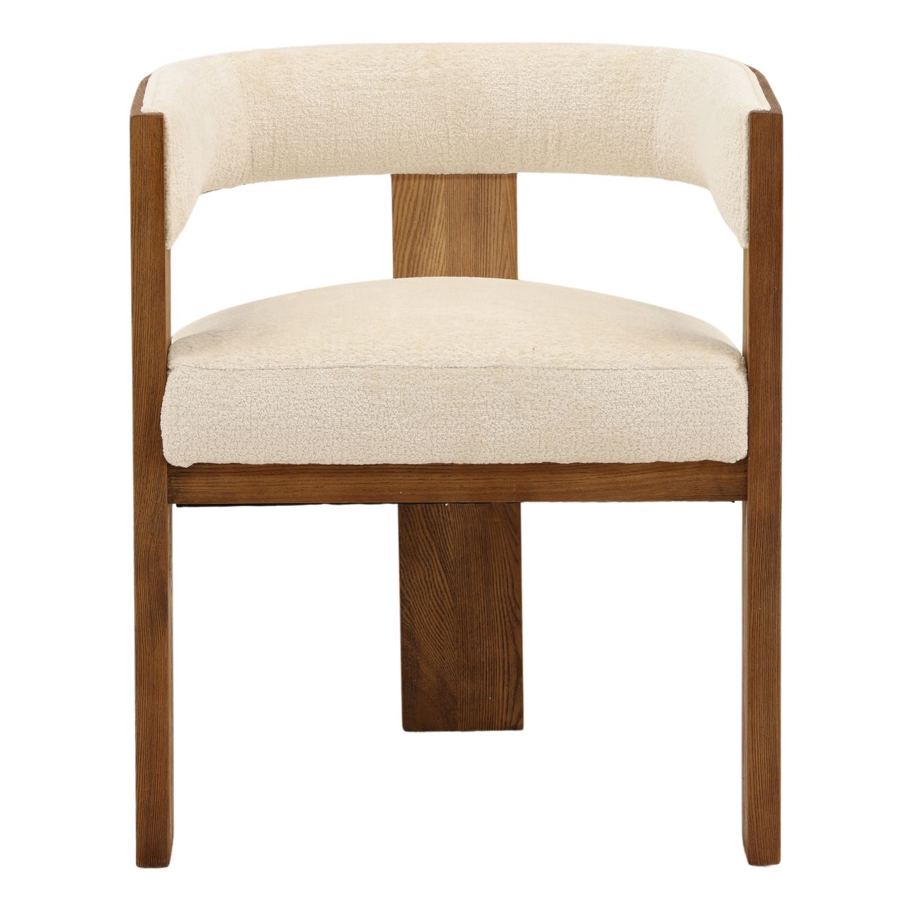 Cream and Natural Chenille Fabric and Ash Wood Chair 23 in Wide