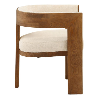Cream and Natural Chenille Fabric and Ash Wood Chair 23 in Wide