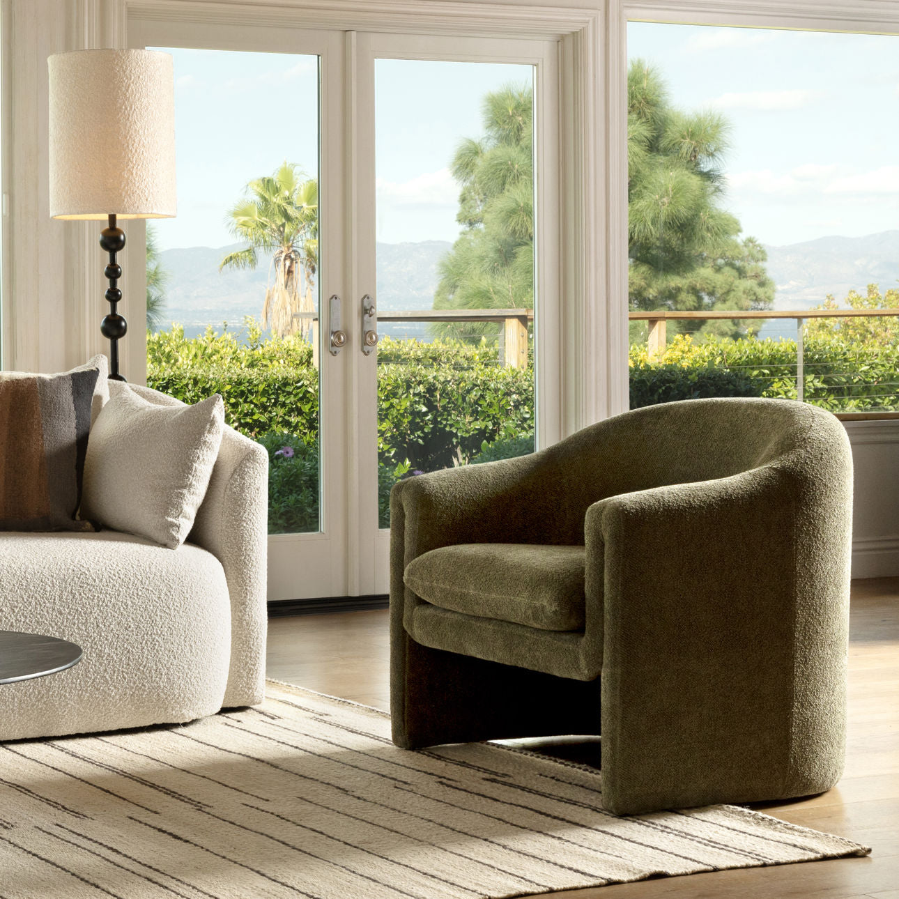 Charlotte Olive Chenille Fabric Chair 33.5 in Wide