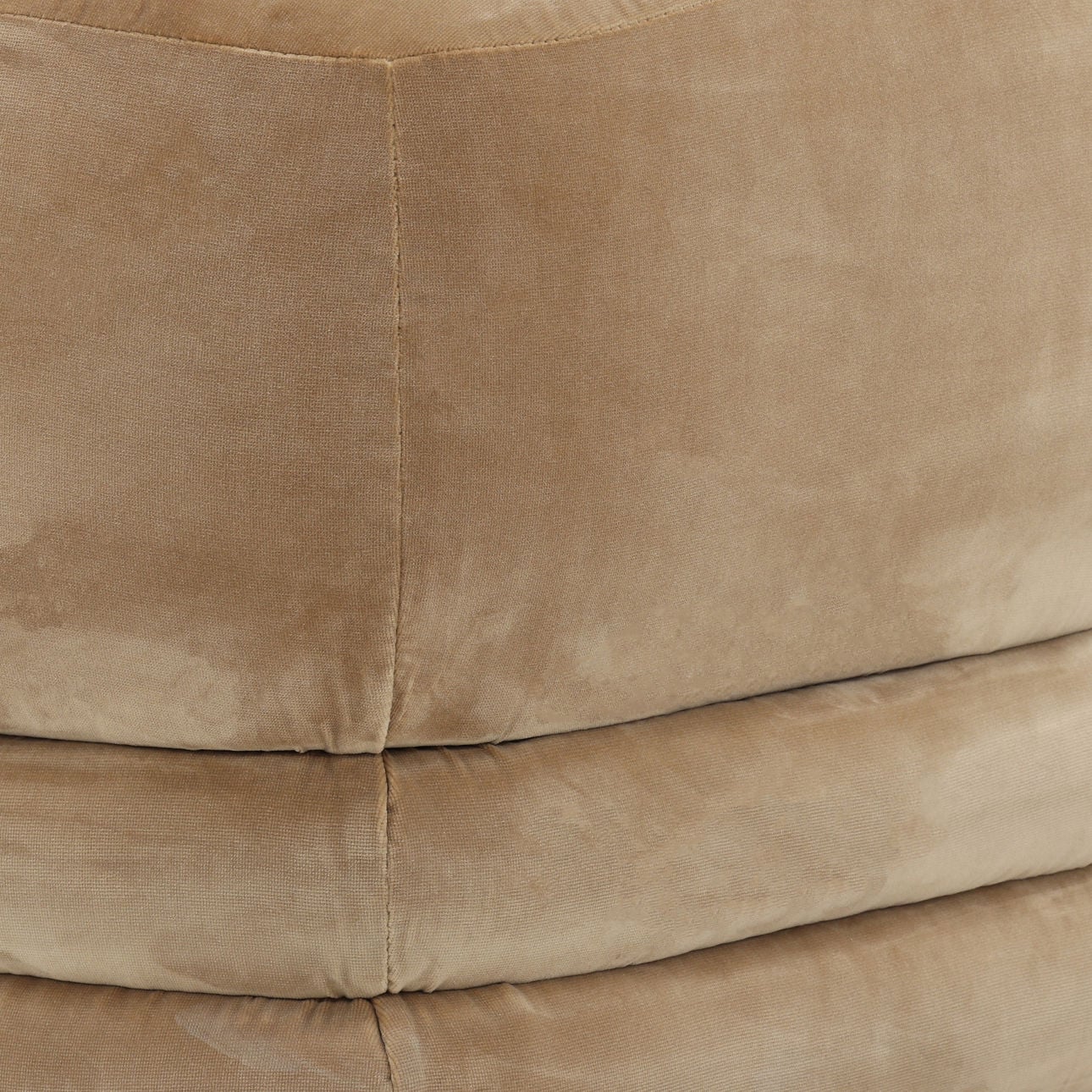 Hudson Camel Polyester Velvet Upholstery Ottoman 22 in Wide