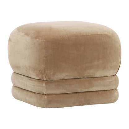 Hudson Camel Polyester Velvet Upholstery Ottoman 22 in Wide