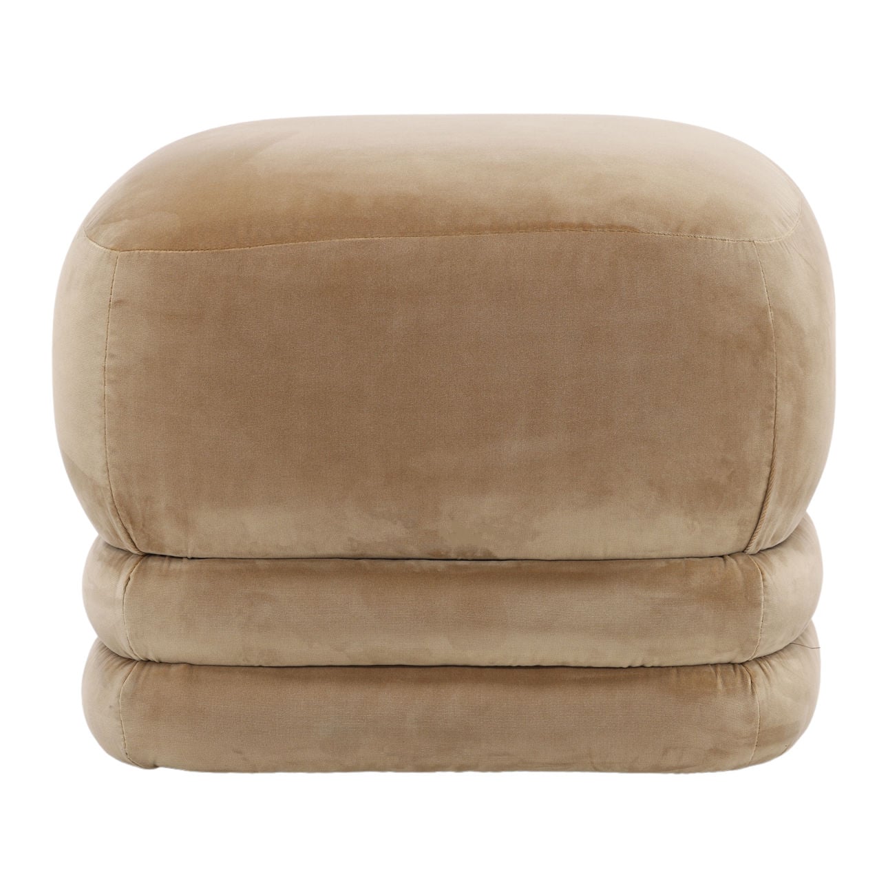 Hudson Camel Polyester Velvet Upholstery Ottoman 22 in Wide