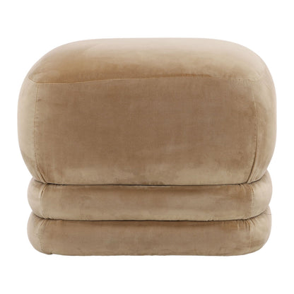 Hudson Camel Polyester Velvet Upholstery Ottoman 22 in Wide