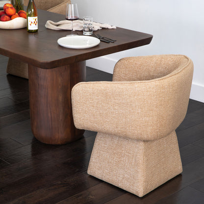 Lola Camel Basketweave Fabric Chair 25.5 in Wide