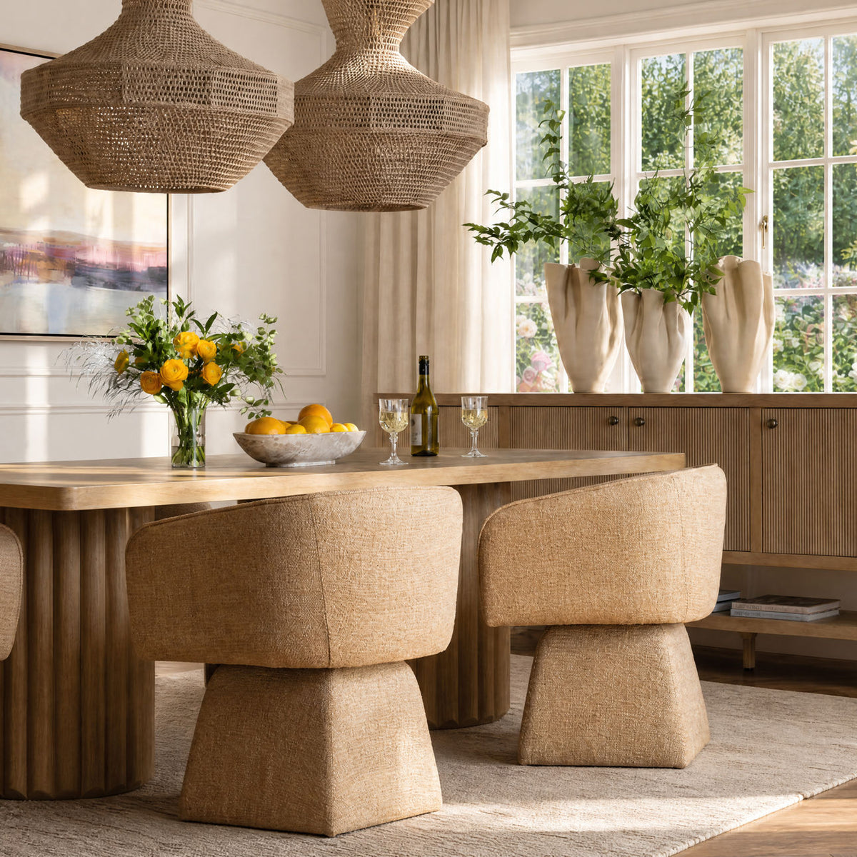 Heritage Basketweave Fabric Dining Chair