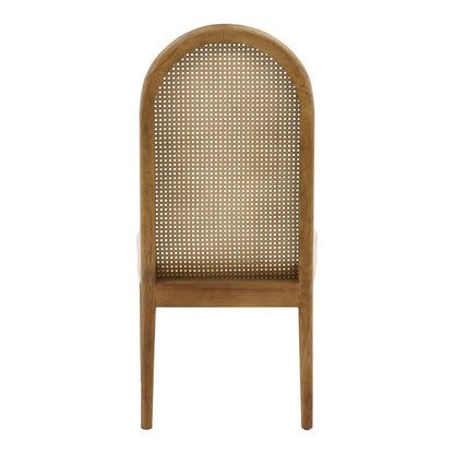 Oatmeal and Natural Polyester Linen Fabric, Rubber Wood and Cane Chair 21.5 in Wide