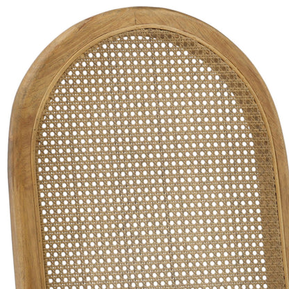 Oatmeal and Natural Polyester Linen Fabric, Rubber Wood and Cane Chair 21.5 in Wide