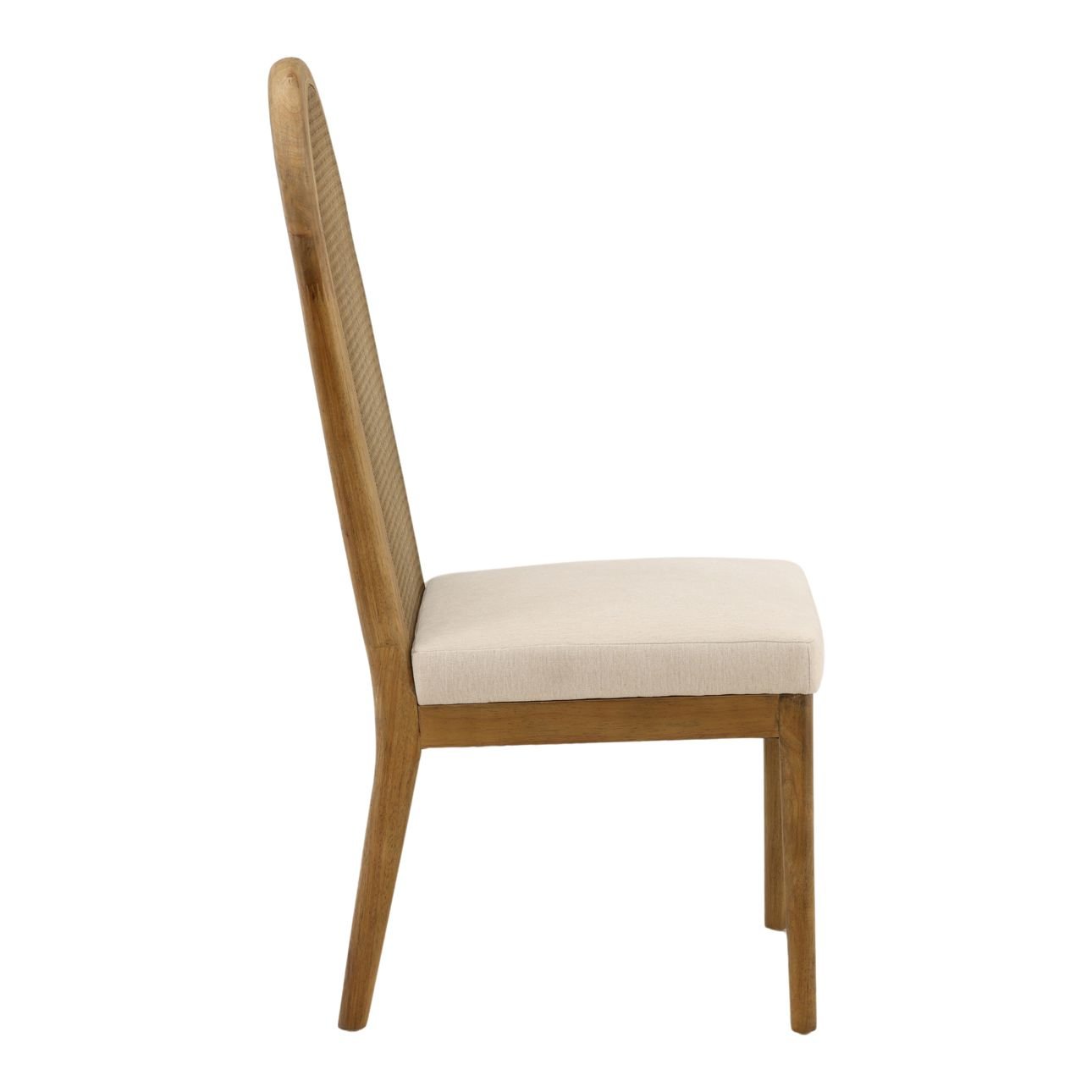Oatmeal and Natural Polyester Linen Fabric, Rubber Wood and Cane Chair 21.5 in Wide
