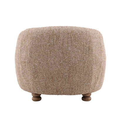 Paris Latte and Natural Multi-Tone Boucle Fabric and Rubber Wood Chair 38.5 in Wide