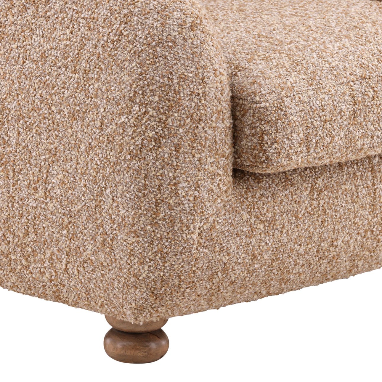 Paris Latte and Natural Multi-Tone Boucle Fabric and Rubber Wood Chair 38.5 in Wide