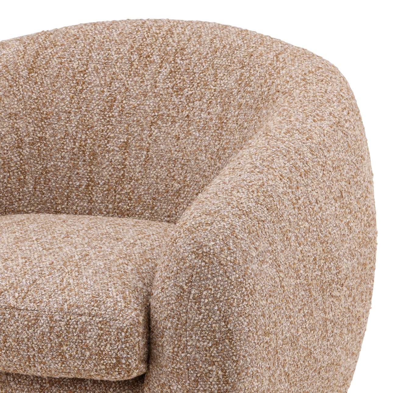 Paris Latte and Natural Multi-Tone Boucle Fabric and Rubber Wood Chair 38.5 in Wide