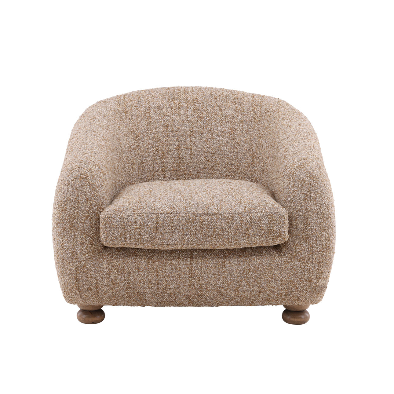 Paris Latte and Natural Multi-Tone Boucle Fabric and Rubber Wood Chair 38.5 in Wide