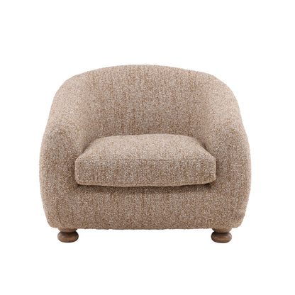 Paris Latte and Natural Multi-Tone Boucle Fabric and Rubber Wood Chair 38.5 in Wide