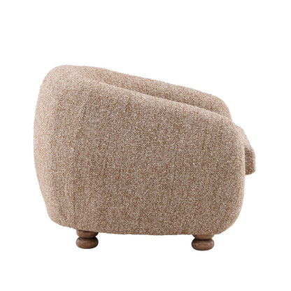 Paris Latte and Natural Multi-Tone Boucle Fabric and Rubber Wood Chair 38.5 in Wide