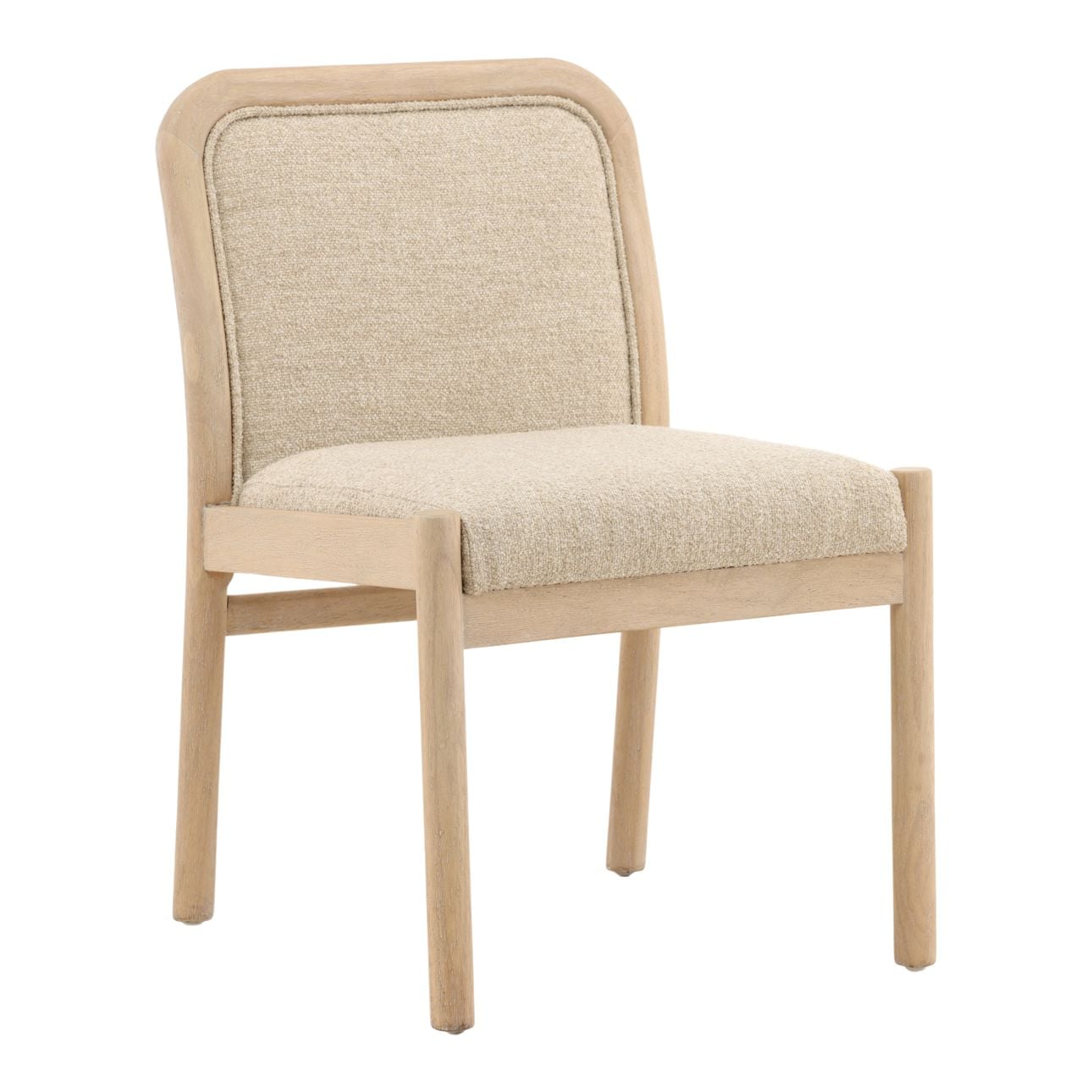 Yukon Sand and Light Natural Boucle Fabric and Ash Wood Chair 21 in Wide