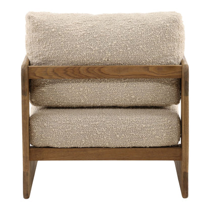 Artisan Boucle Fabric and Solid Ash Wood Home Accent