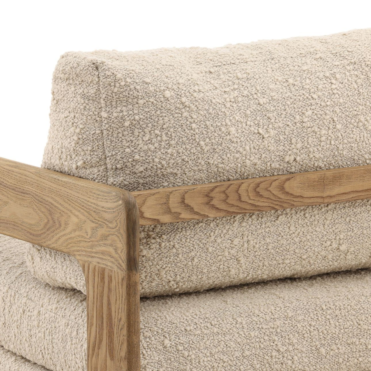 Artisan Boucle Fabric and Solid Ash Wood Home Accent