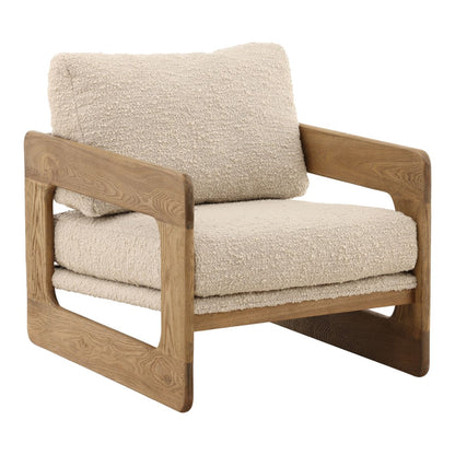 Artisan Boucle Fabric and Solid Ash Wood Home Accent