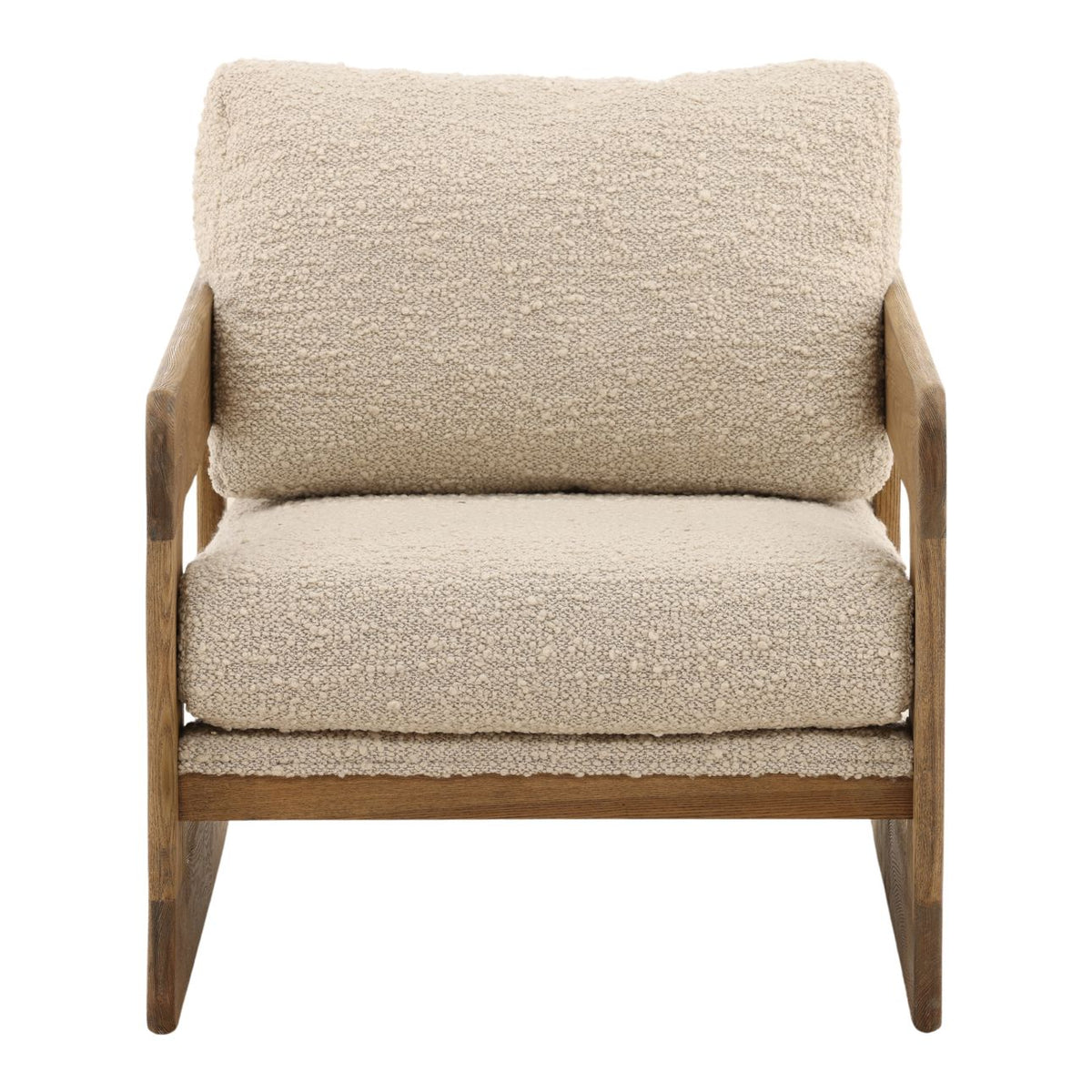 Artisan Boucle Fabric and Solid Ash Wood Home Accent