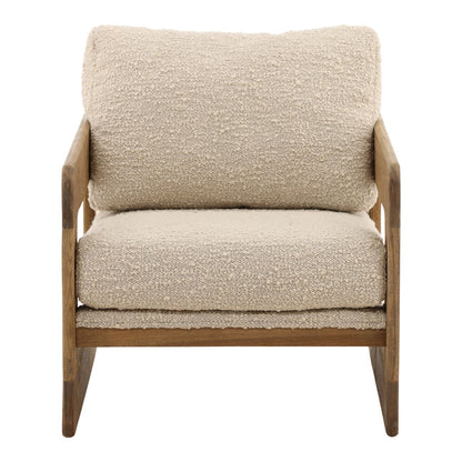 Artisan Boucle Fabric and Solid Ash Wood Home Accent