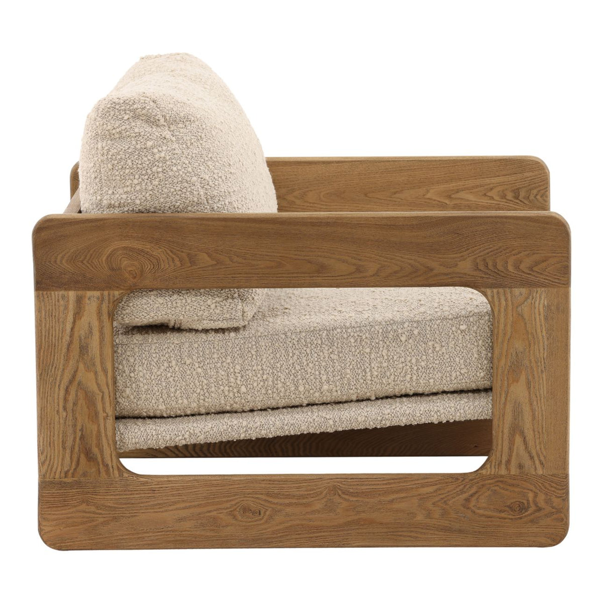 Artisan Boucle Fabric and Solid Ash Wood Home Accent