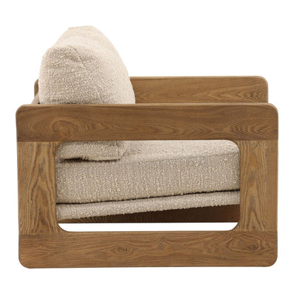 Artisan Boucle Fabric and Solid Ash Wood Home Accent