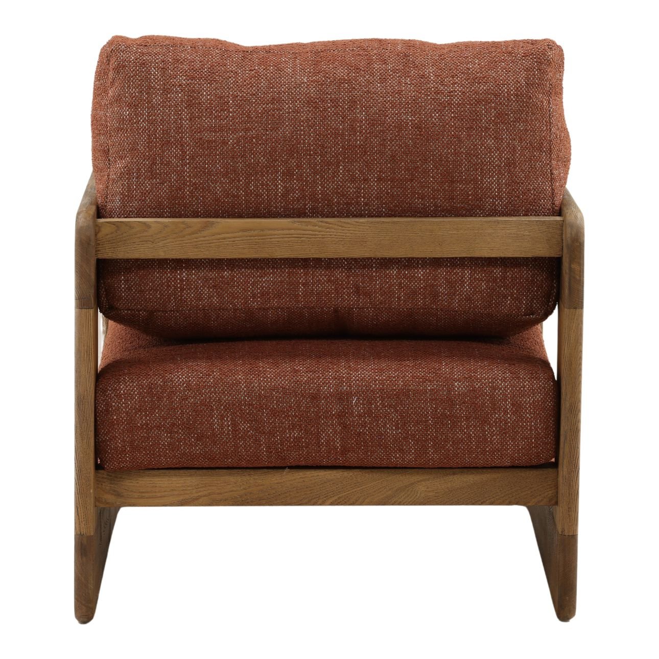 Brown and Natural Basketweave Fabric and Solid Ash Wood Chair 26 in Wide