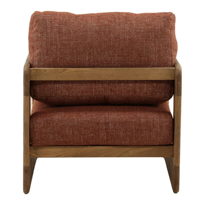 Brown and Natural Basketweave Fabric and Solid Ash Wood Chair 26 in Wide
