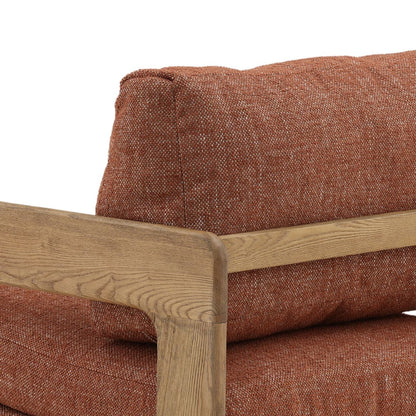 Brown and Natural Basketweave Fabric and Solid Ash Wood Chair 26 in Wide