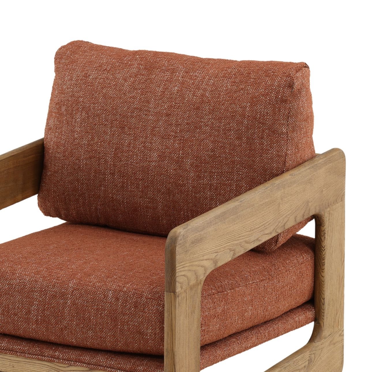 Brown and Natural Basketweave Fabric and Solid Ash Wood Chair 26 in Wide