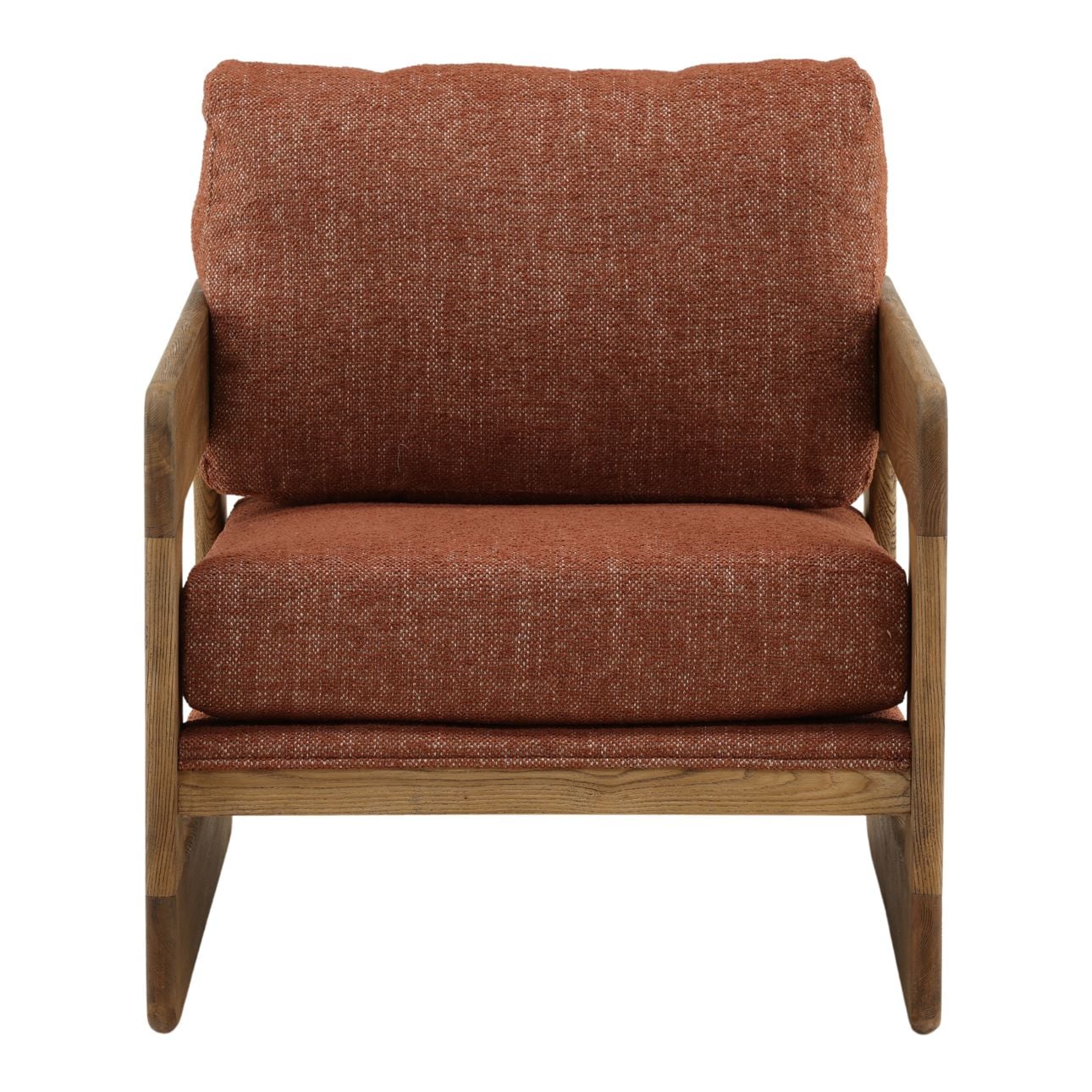 Brown and Natural Basketweave Fabric and Solid Ash Wood Chair 26 in Wide