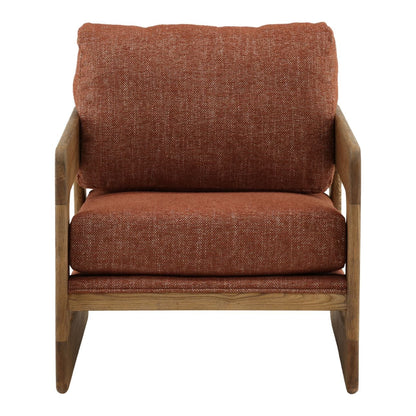 Brown and Natural Basketweave Fabric and Solid Ash Wood Chair 26 in Wide