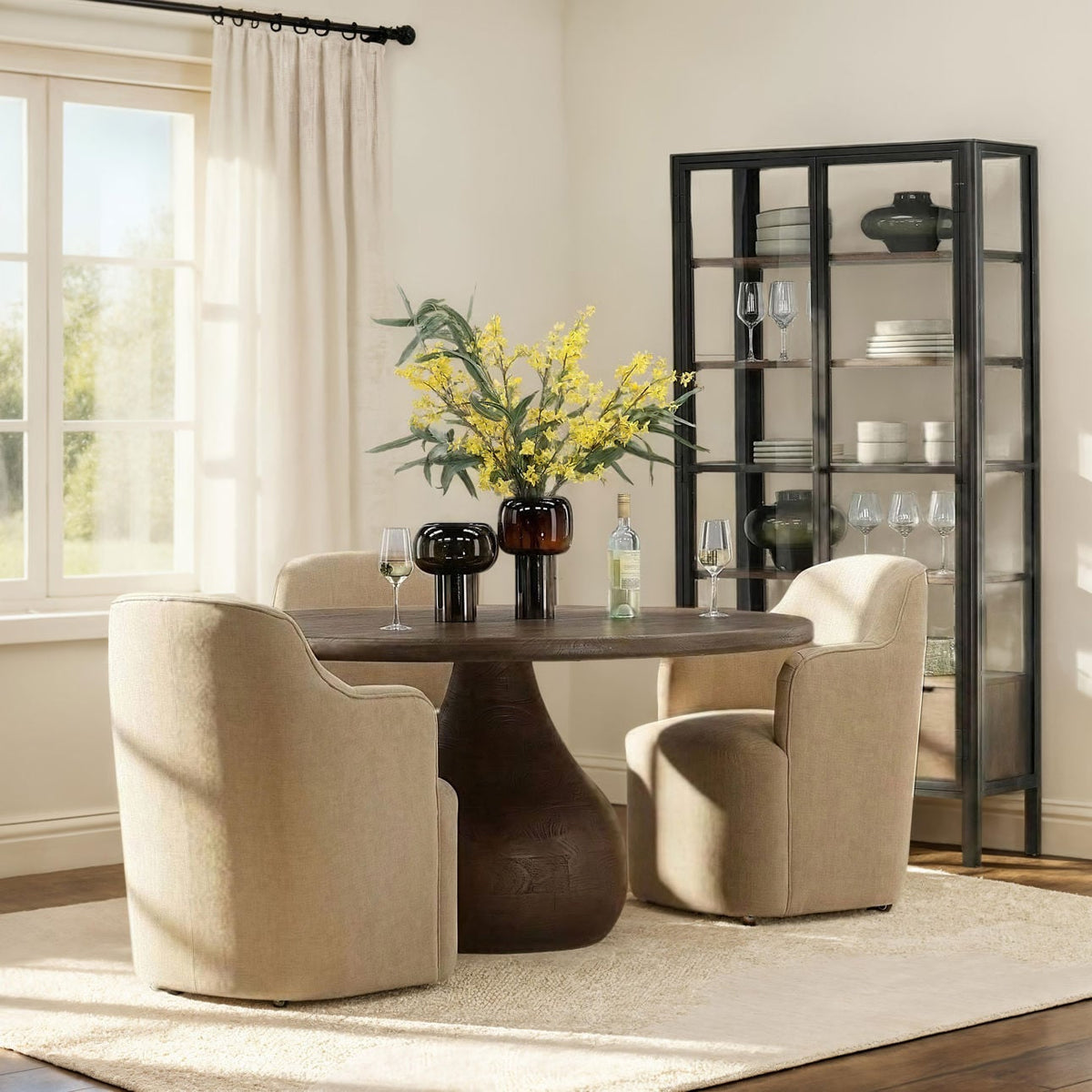 Refined Velvet Fabric Dining Chair