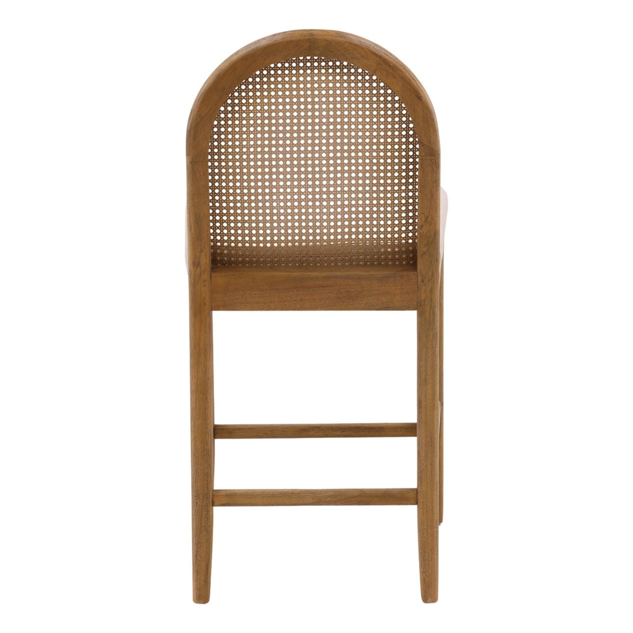 Oatmeal and Natural Polyester Linen Fabric, Rubber Wood and Cane Stool 19.5 in Wide
