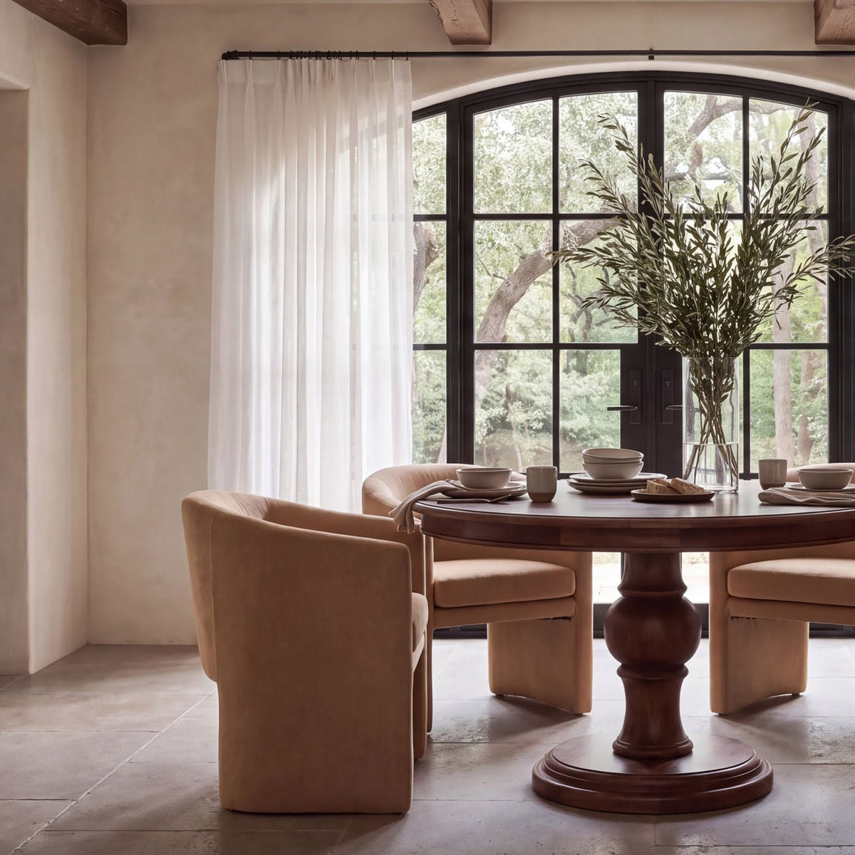 Refined Velvet Fabric Dining Chair