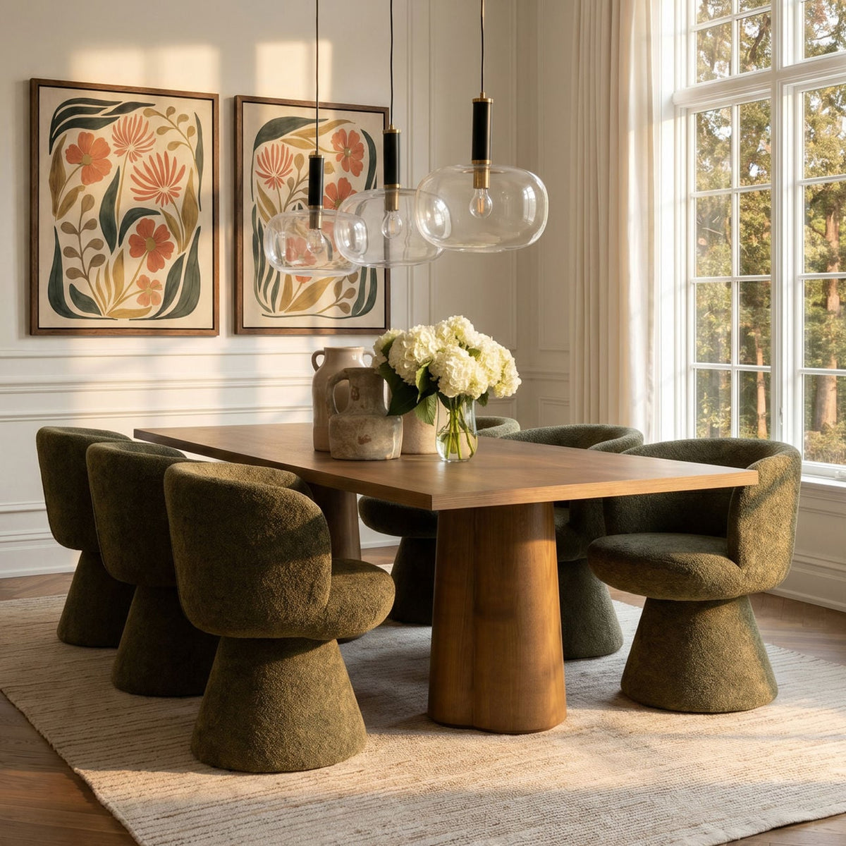 Heritage Woven Chenille Fabric Dining Chair
