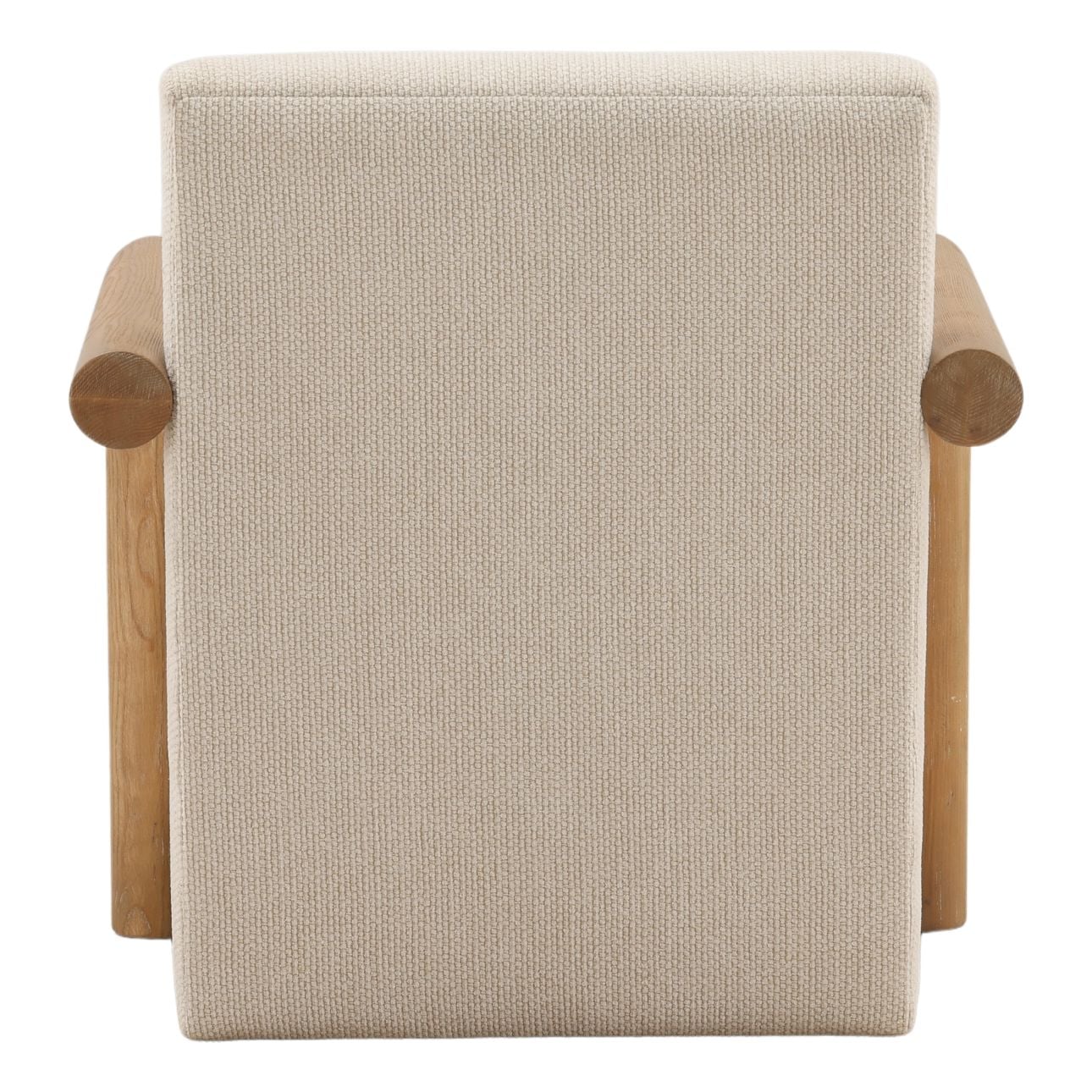 Cream and Light Natural Chunky Chenille Fabric and Ash Wood Chair 31 in Wide