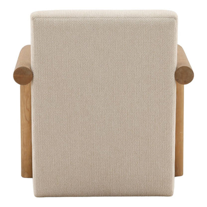 Cream and Light Natural Chunky Chenille Fabric and Ash Wood Chair 31 in Wide